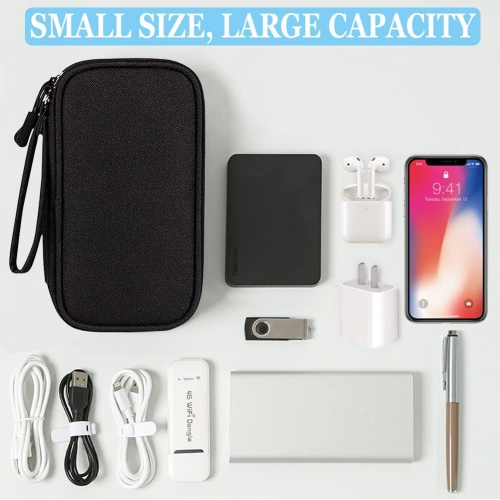 Petit sac organisateur de voyage électronique étanche Sac de rangement portatif double couche Sac de transport universel