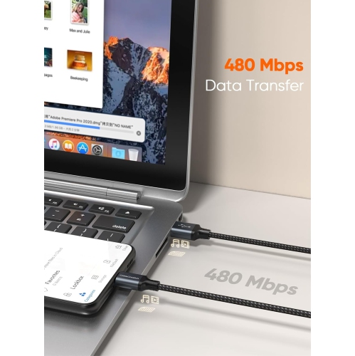 [2 Pack] 6 inch Short USB C Cable, USB to USB C Cable 3A Fast Charging Cable, USB Male to USB C Male