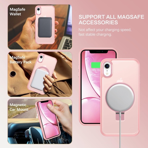 Magnetic Case Compatible with iPhone XR Phone Case,iPhone XR Case MagSafe with Ring Holder Stand Translucent
