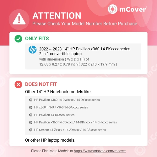 Case ONLY Compatible for 2022~2023 14" HP Pavilion X360 14-EKxxxx series 2-in-1 convertible Laptop PC (NOT