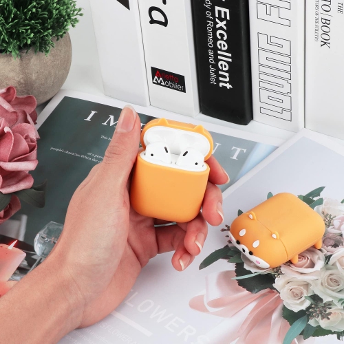 Cute Airpods Case, Airpods 2 Case, Corgi Dog Cool Funny 3D Animals Cartoon Puppy Shaped Full Protection