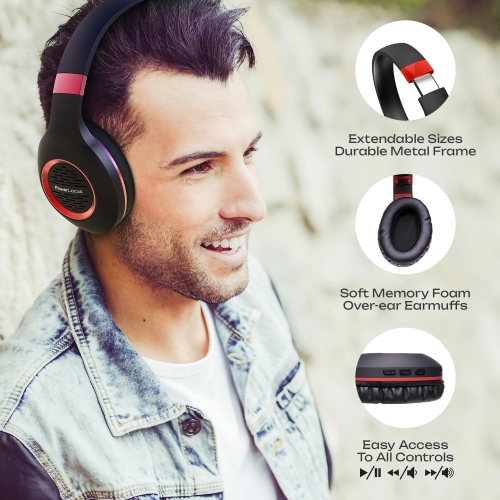 Bluetooth Headphones Over-Ear, Headphones, Hi-Fi Stereo Deep B, Soft Earmuffs Foldable Headphone