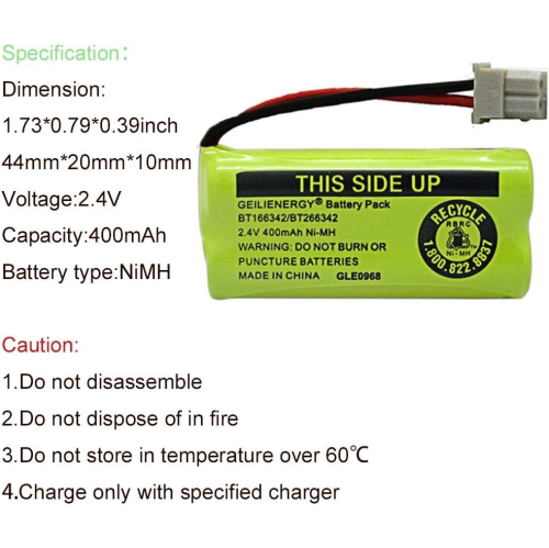 NiMH 2,4&nbsp;V 400&nbsp;mAh y Compatible avec BT-166342 BT-266342 BT-162342 BT-262342 BT183342 BT-183342 Sanik