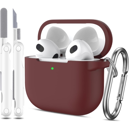 R-FUN  Case Cover for Airpod 3Rd Gen With Cleaner Kit And Earbuds Hook Cover (2Pairs), Soft Silicone Protective Case