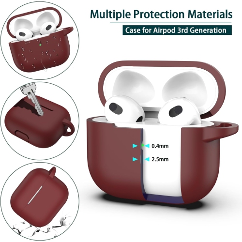 Case Cover for Airpod 3rd Gen with Cleaner Kit and Earbuds Hook Cover, Soft Silicone Protective Case