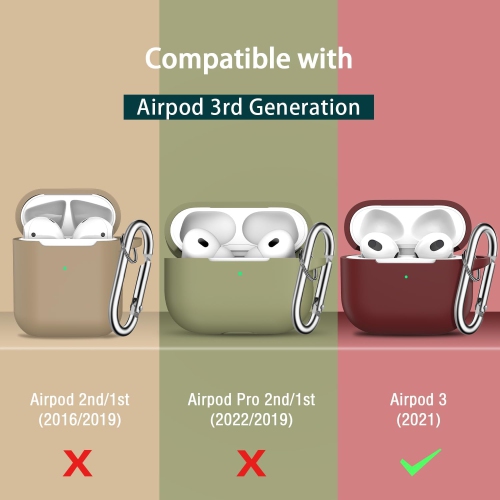 Case Cover for Airpod 3rd Gen with Cleaner Kit and Earbuds Hook Cover, Soft Silicone Protective Case
