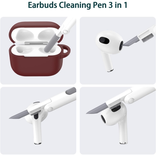 Case Cover for Airpod 3rd Gen with Cleaner Kit and Earbuds Hook Cover, Soft Silicone Protective Case