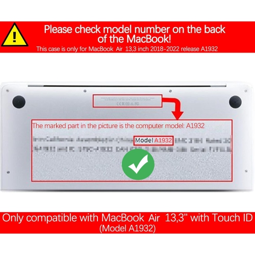 Compatible with MacBook Air 13 inch Cover, 2022, 2021, 2020-2018 Release A1932 with Touch ID with Keyboard