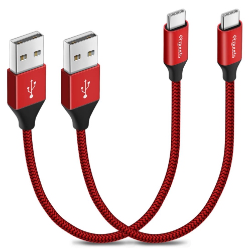 ETGUUDS  Short USB C Cable 1Ft, 2-Pack USB to USB C Cable 3A Fast Charging Type C Charger Cable Braided Data Cord In Red