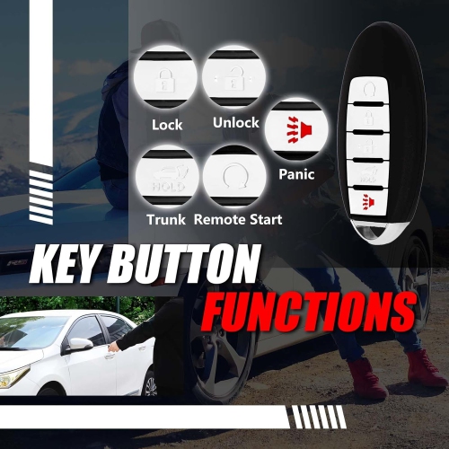 Key Fob Remote Replacement for 2014 2015 2016 Nissan Path 5 Buttons 433MHz KR5S180144014,Black
