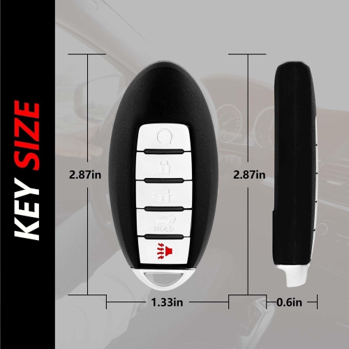 Key Fob Remote Replacement for 2014 2015 2016 Nissan Path 5 Buttons 433MHz KR5S180144014,Black