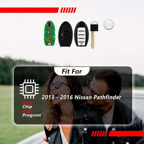 Key Fob Remote Replacement for 2014 2015 2016 Nissan Path 5 Buttons 433MHz KR5S180144014,Black