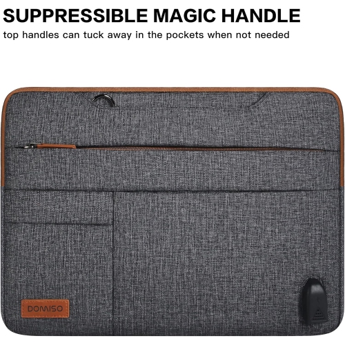 13 Inch Multi-Functional Laptop Sleeve Business Briefcase Messenger Bag with USB Charging Port for 12"-13"
