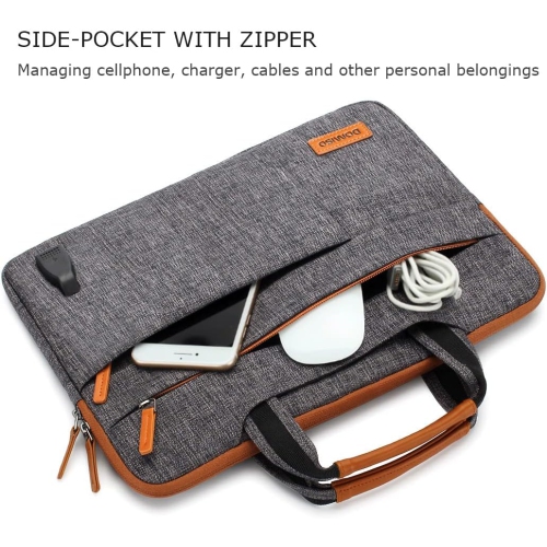 13 Inch Multi-Functional Laptop Sleeve Business Briefcase Messenger Bag with USB Charging Port for 12"-13"