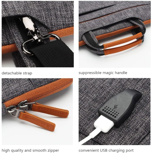 13 Inch Multi-Functional Laptop Sleeve Business Briefcase Messenger Bag with USB Charging Port for 12"-13"