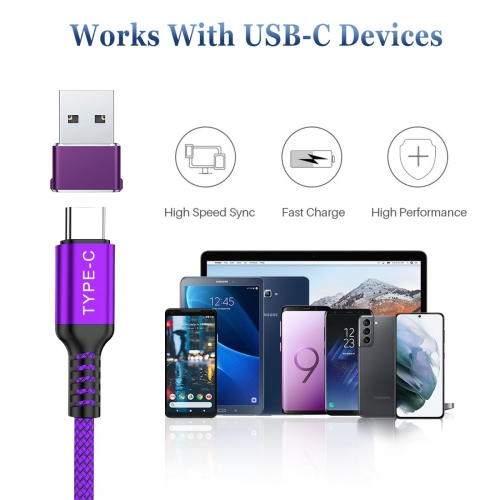 Câble 100 W USB type C à C 3,3 pi avec adaptateur USB, câble de chargement PD Power Delivery pour l'auto pour iPhone 16