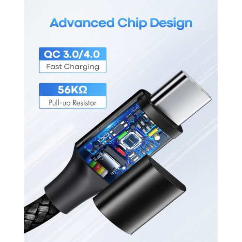 Long câble USB-C à USB-C [20&nbsp;pi, paquet de 1], câble de chargement USB 2,0 type C à type C de 20 pi, cordon tressé en nylon