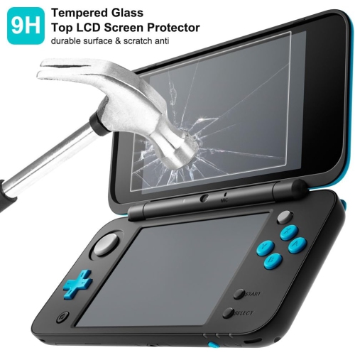 Étuis protecteurs pour Nintendo New 2DS XL avec protecteurs d'écran, 1 étui transparent Crystal et 1 étui de transport EVA