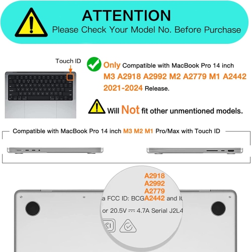 Compatible with MacBook Pro 14 inch Case 2024 2023 2022 2021 Release M3 A2918 A2992 M2 A2779 M1 A2442 Pro Max,