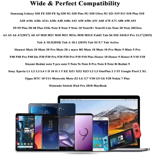 Câble de chargement de type C 3&nbsp;A Câble de chargement USB-C rapide [Paquet de 2 6 pi] Chargeur de téléphone pour Galaxy S22 S21 S20 FE S10 de