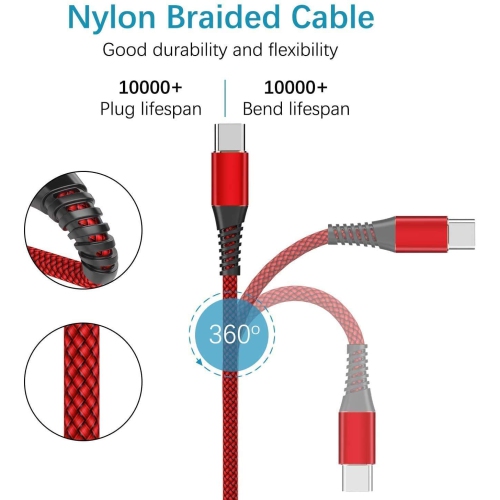 Câble de chargement de type C 3&nbsp;A Câble de chargement USB-C rapide [Paquet de 2 6 pi] Chargeur de téléphone pour Galaxy S22 S21 S20 FE S10 de