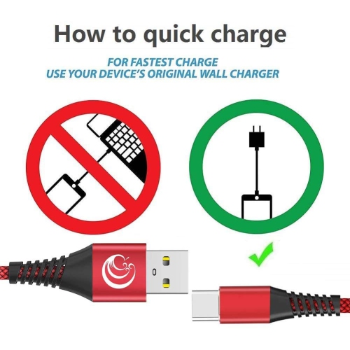 Câble de chargement de type C 3&nbsp;A Câble de chargement USB-C rapide [Paquet de 2 6 pi] Chargeur de téléphone pour Galaxy S22 S21 S20 FE S10 de
