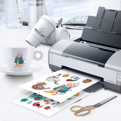 Glossy Sticker Paper for Inkjet Printer, Printable Vinyl Sticker Paper Waterproof for Laser & Inkjet Printer, 8.5" x