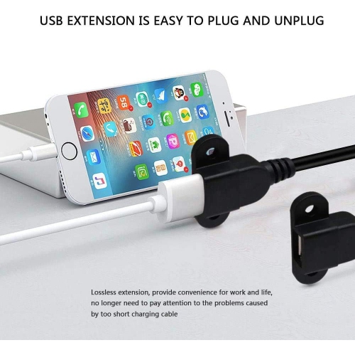 USB 2.0 Male to Dual Female Charging Extension Cable, furniture nightstand usb charging port, Panel Mount Cable