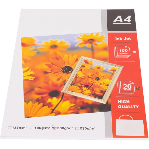 20Pcs Inkjet Gloss Photo Paper, A4 Size Matte Photo Paper Instant Dry and Water-Resistant for Inkjet Printer, Posters,