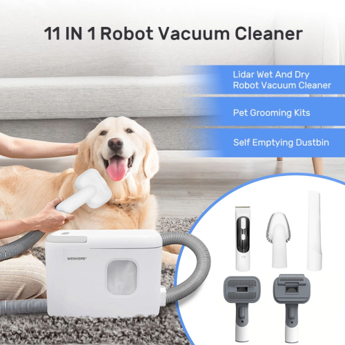 Wenhome X1 Pro 3-in-1: Vacuum, Mop, and Pet Grooming Station with Self-Emptying, 360° Lidar Navigation, Home Mapping, Wi-Fi/App/Alexa/Google