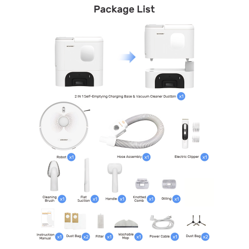Wenhome X1 Pro 3-in-1: Vacuum, Mop, and Pet Grooming Station with Self-Emptying, 360° Lidar Navigation, Home Mapping, Wi-Fi/App/Alexa/Google