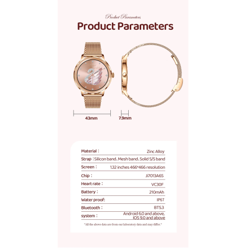 ISPEKTRUM Aurora GT50 Smart Watch Women, 1.32" HD Screen Bluetooth Calls & Text, Multiple Sports Mode Fitness Tracker Heart Rate & BP Monitor