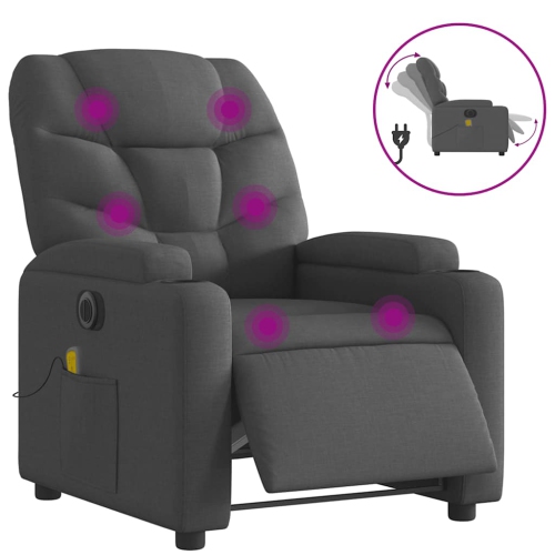 Fauteuil de massage inclinable électrique vidaXL Tissu gris foncé