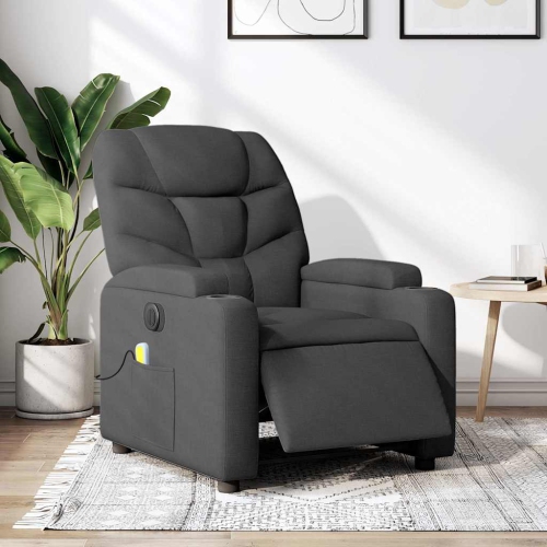 Fauteuil de massage inclinable électrique vidaXL Tissu gris foncé