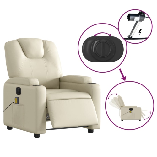 Fauteuil de massage électrique inclinable vidaXL en similicuir crème