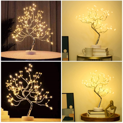 108 LED Sparkly Fairy Spirit Tree Lamp Remote Control, DIY Artificial Tree Lamp, 8 Modes USB/Battery Tabletop Bonsai Tree Light for Bedroom Desktop