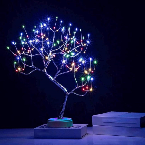 NIERBO  20" 108 Led Tabletop Bonsai Tree Light, Sparkly Fairy Spirit Tree Lights, Battery/USB Operated, Diy Artificial Tree Lamp for Bedroom Desktop