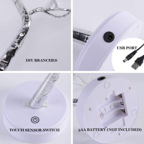 20" 108 LED Tabletop Bonsai Tree Light, Sparkly Fairy Spirit Tree Lights, Battery/USB Operated, DIY Artificial Tree Lamp for Bedroom Desktop