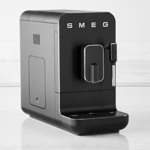 Smeg Super Automatic Espresso Machine with Steam Wand, Full Black #BCC02FBMUS - Open Box
