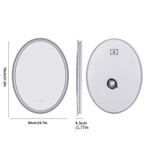 20x28 Inch Oval Wall Mount LED Illuminated Bathroom Backlit Mirror Makeup Shaving Mirror with 3 Lights Memory Function Touch Button Anti-fog
