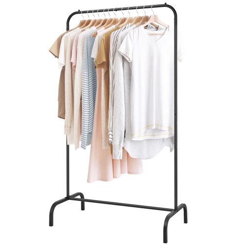 Portable Clothes Rack, Single Rod Garment Rack Multi-Functional Clothing Shelf for Hanging Clothes, Black