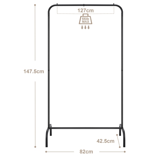 Support à vêtements portatif, support à vêtements multifonction à une tige pour suspendre des vêtements, noir