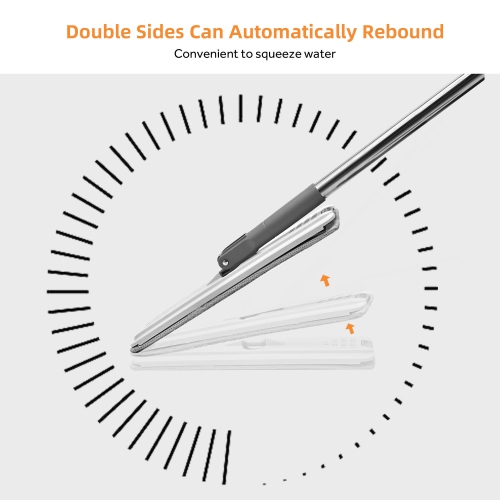 Vadrouille à tête plate et seau à lavage automatique et à pression, 3 tampons en microfibre lavables, système de seau à deux chambres avec tête de