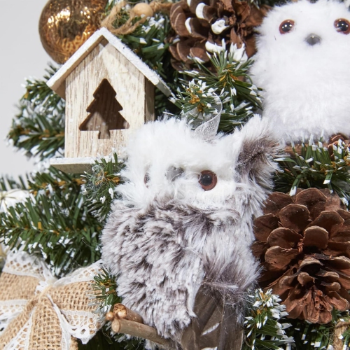 1.8 Feet Pre-lit Decorated Tabletop Christmas Tree, Rustic Winter Woodland Themed Decorations with Pine Cones, Mini Christmas Tree with Lights, 35