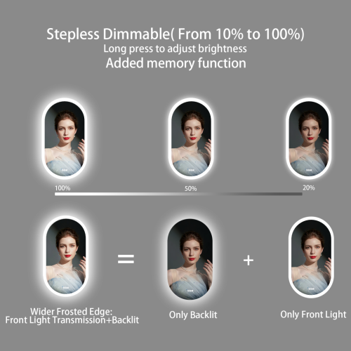 32x20 Inch Oval LED Wall Bathroom Mirror Wall Lighted Vanity Mirror with Anti-Fog 3 Colors Dimmable Lighting Smart Switch Memory Function Silver