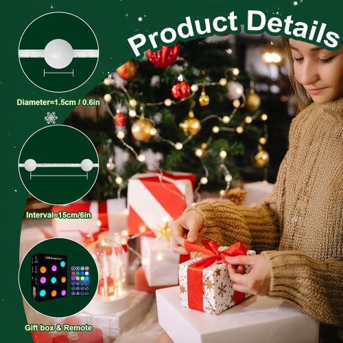 Color Changing Globe String Lights, 16.4ft Smart Fairy String Lights with APP Control, Mini Ball LED Twinkle Lights Hanging