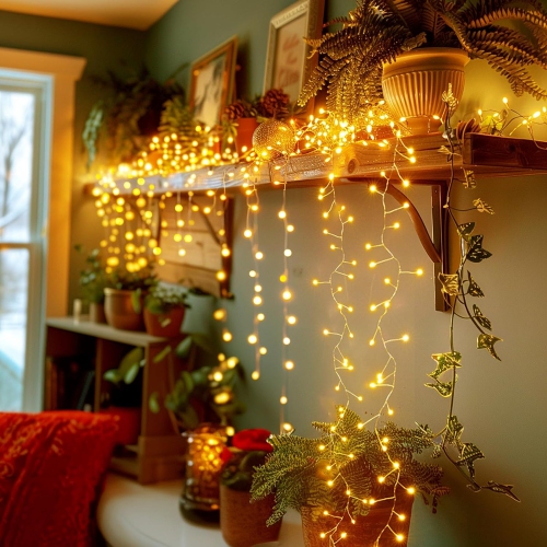 Battery Operated Fairy Lights, 2 Pack Totally 19.6 FT 200LED Twinkle Firecracker String Lights with Remote, Waterproof Cluster Lights