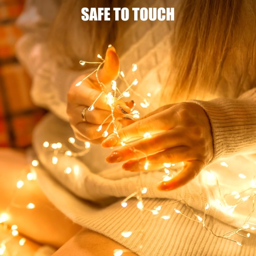 Battery Operated Fairy Lights, 2 Pack Totally 19.6 FT 200LED Twinkle Firecracker String Lights with Remote, Waterproof Cluster Lights