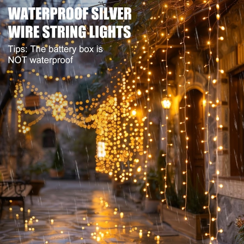 Battery Operated Fairy Lights, 2 Pack Totally 19.6 FT 200LED Twinkle Firecracker String Lights with Remote, Waterproof Cluster Lights