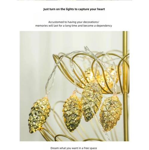 Jeu de 2 guirlandes de pommes de pin de Noël, guirlande d'automne LED 10 Baies argentées, décoration intérieure extérieure, 6,5 pi